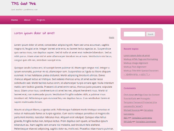 Just Pink WordPress template free download
