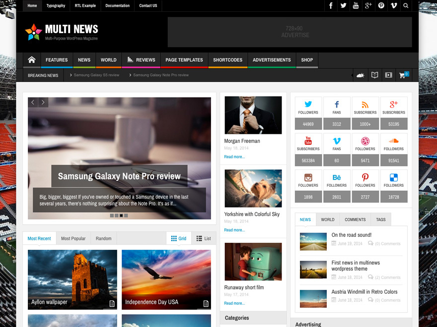 Multi News WordPress magazine theme