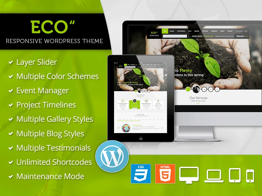 WordPress theme Eco WP Responsive Environment Theme by CrunchPress Team