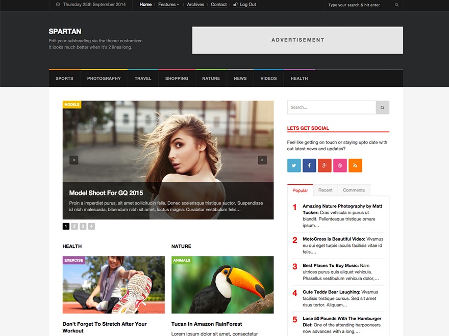 WordPress website theme Spartan