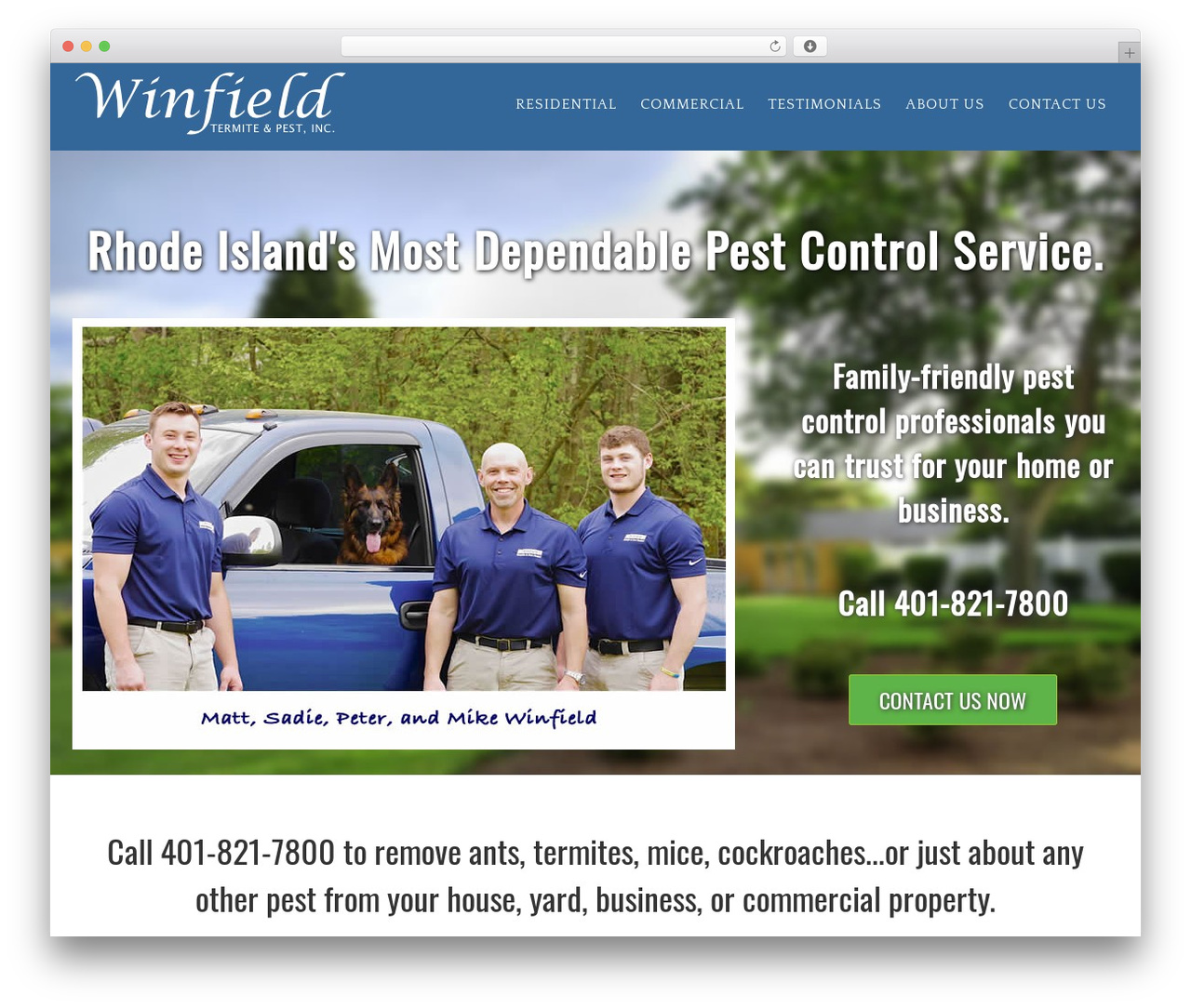 WordPress theme Epik - winfieldpest.com