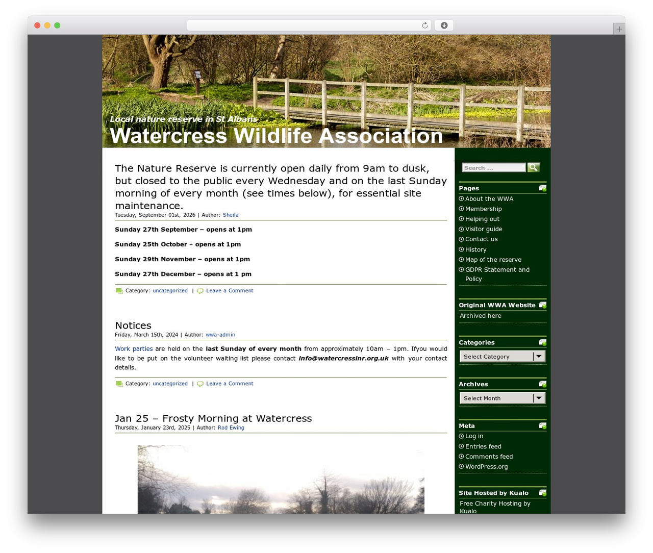 WWA WordPress theme - watercresslnr.org.uk
