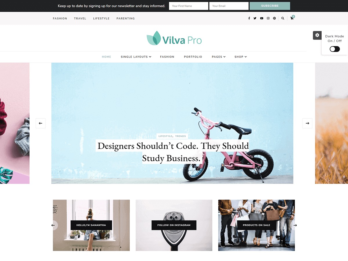 Vilva Pro WordPress blog theme