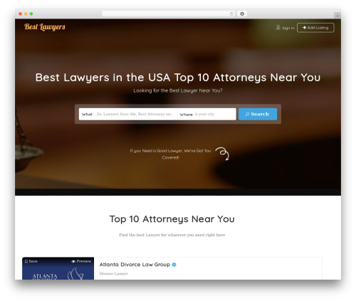 Listingpro WordPress theme - bestlawyers-us.com