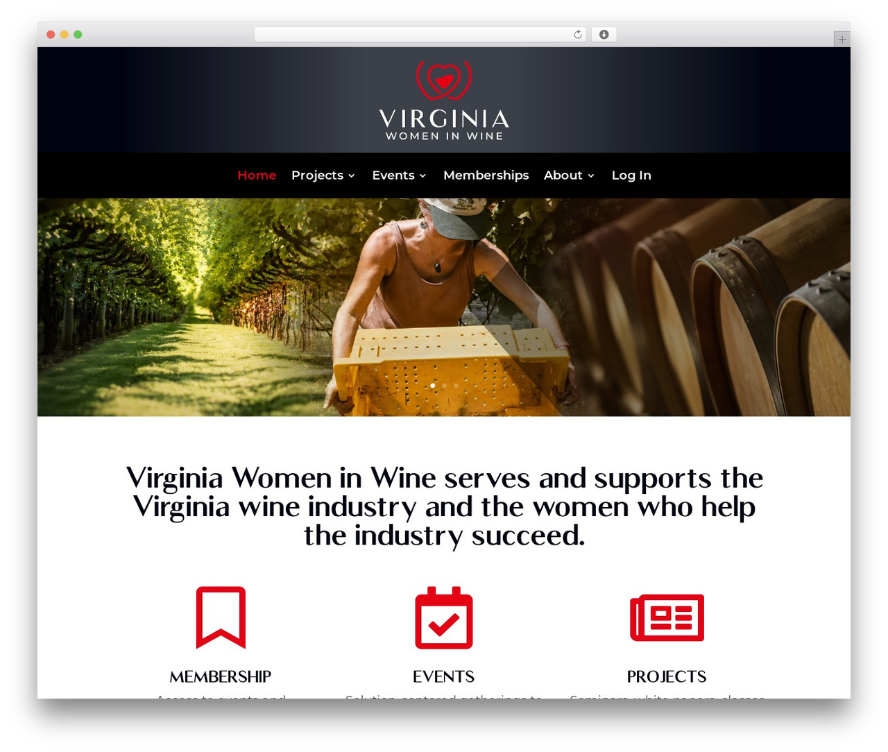 Theme WordPress Women in Wine - virginiawomeninwine.com