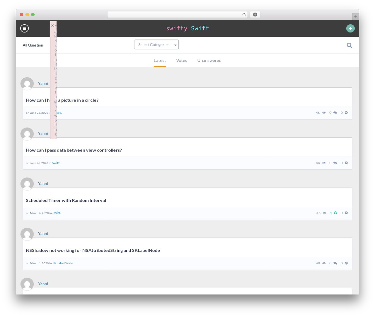 WordPress theme QAEngine - swiftyswift.com