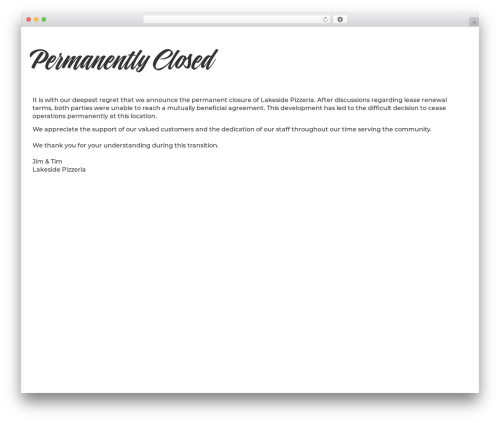 Hello Elementor WordPress theme - lakesidepizzeria.com