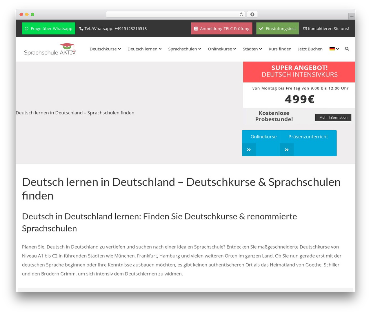 WordPress theme theCorps - sprachschule-aktiv.de