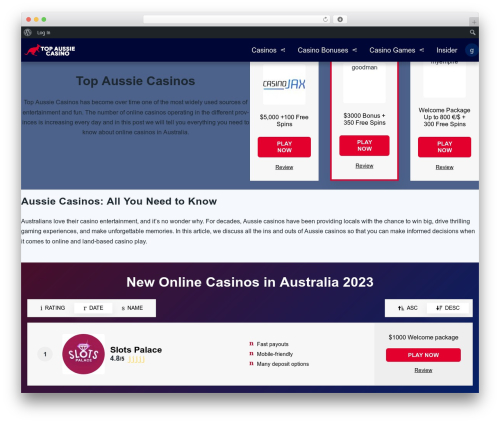 WordPress theme PokaTheme - topaussiecasino.com