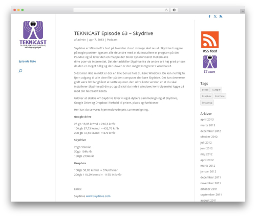 Divi WordPress theme - teknicast.dk/blog