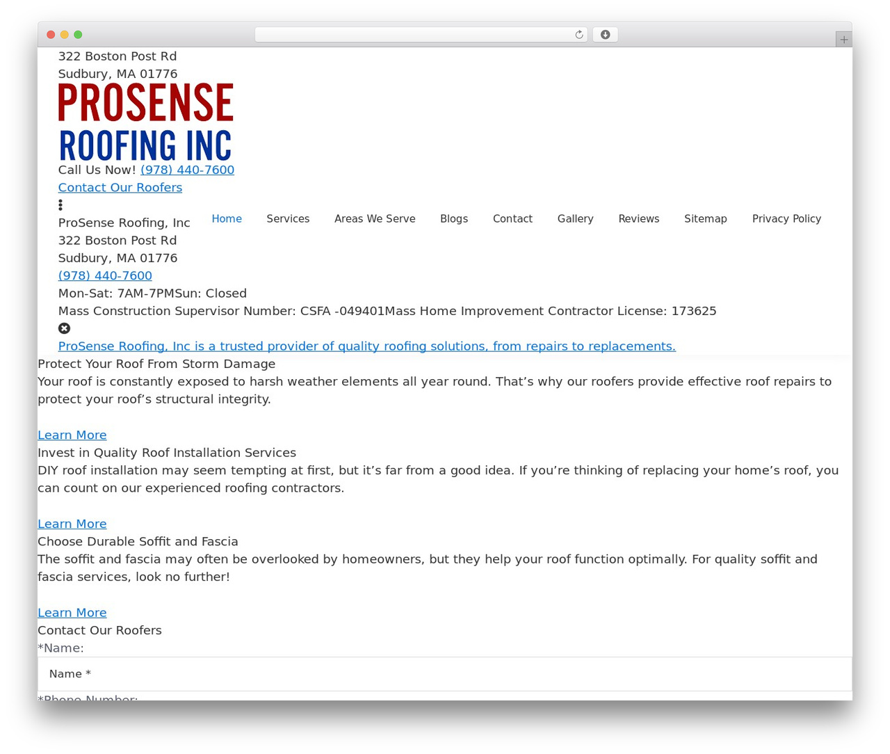 Genesis WordPress theme - prosenseroofing.com