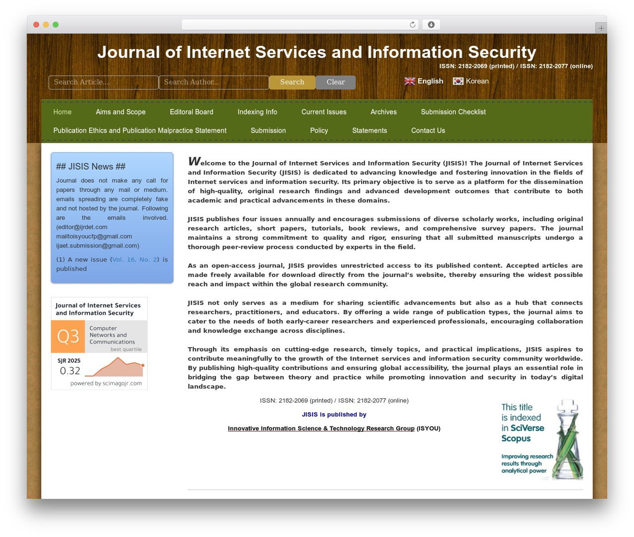 WordPress website theme binary - jisis.org