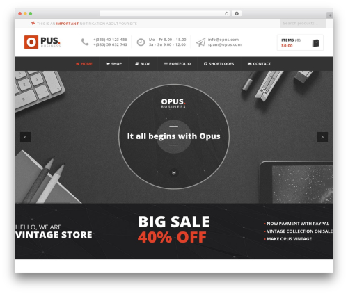Opus WordPress ecommerce theme - opusshop.premiumcoding.com