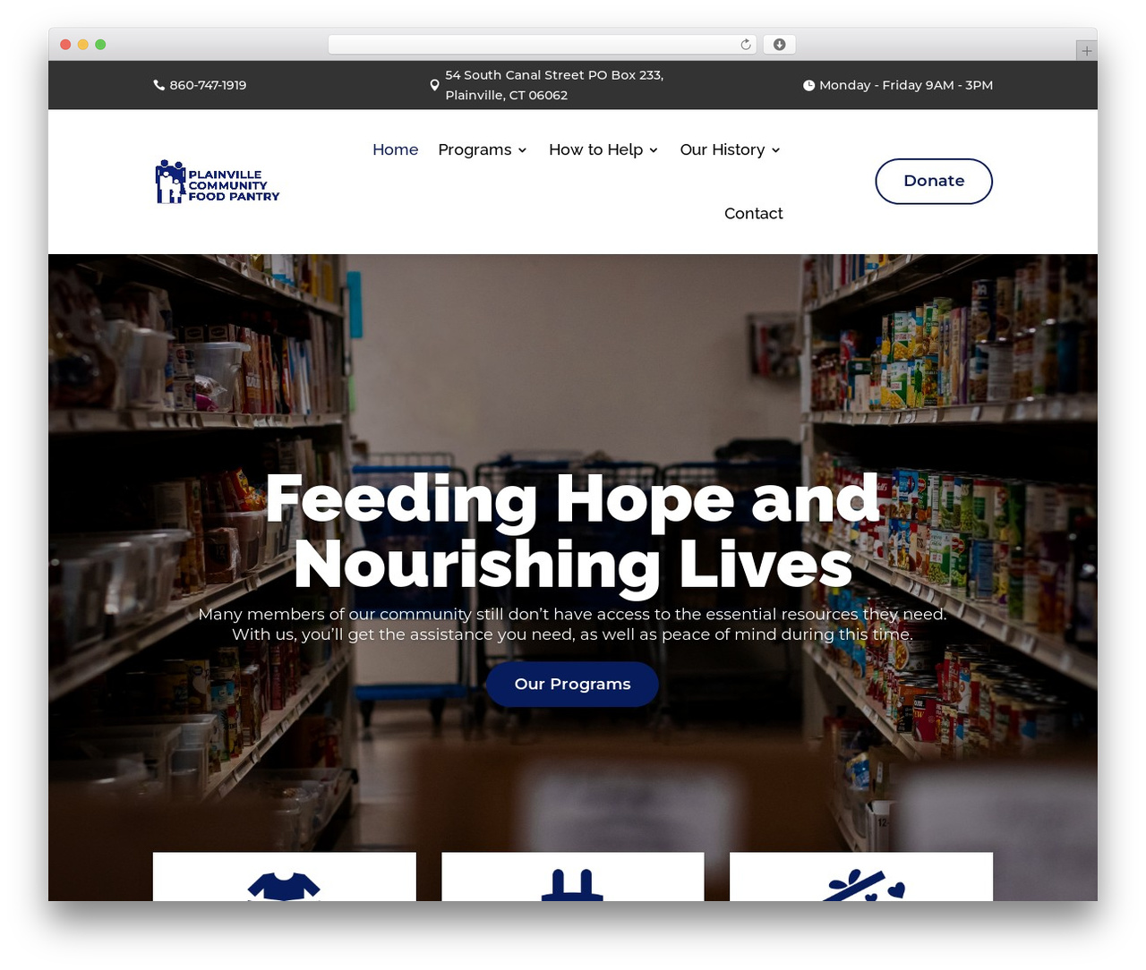 WordPress theme Divi - plainvillefoodpantry.org