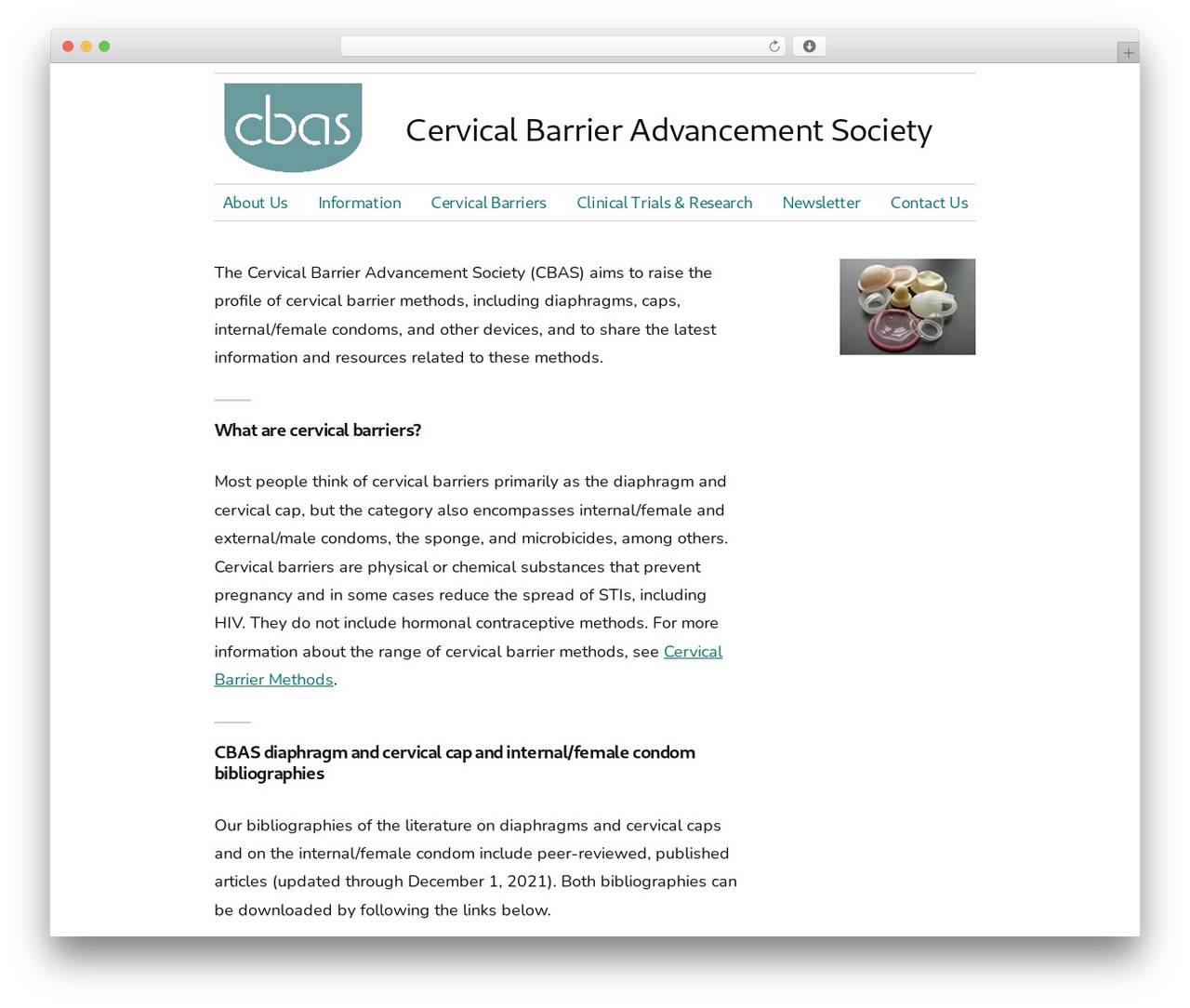 CBAS theme WordPress - cervicalbarriers.org