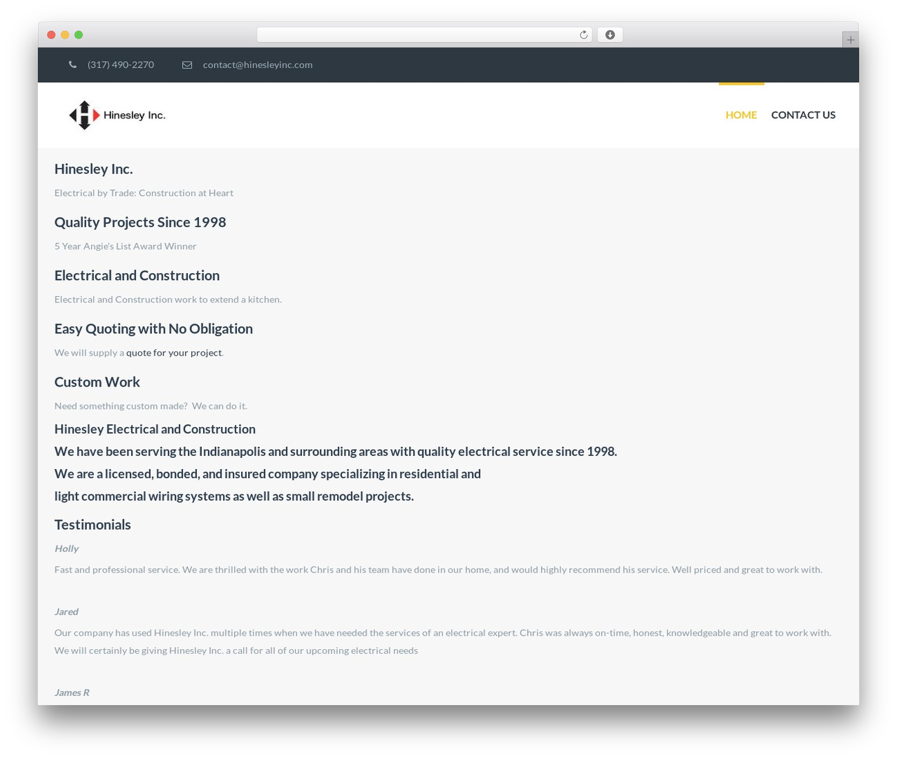 WeBuild top WordPress theme - hinesleyinc.com