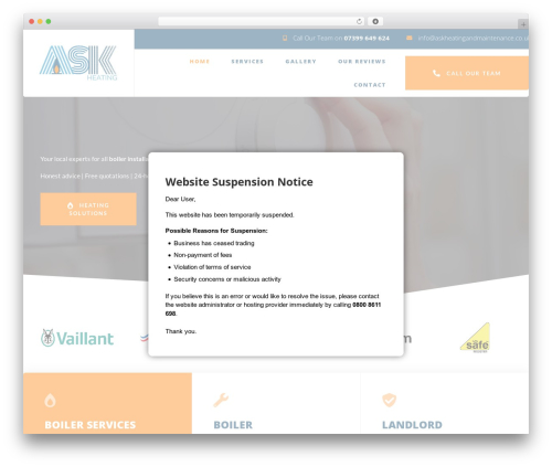 Website suspension popup WordPress plugin - askheatingandmaintenance.co.uk