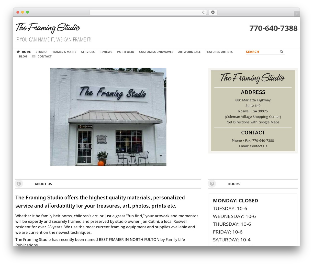 cherry WordPress theme - theframingstudiollc.com