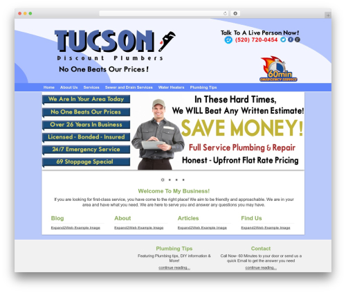 SmallBiz Dynamic WordPress theme - tucsondiscountplumbers.com