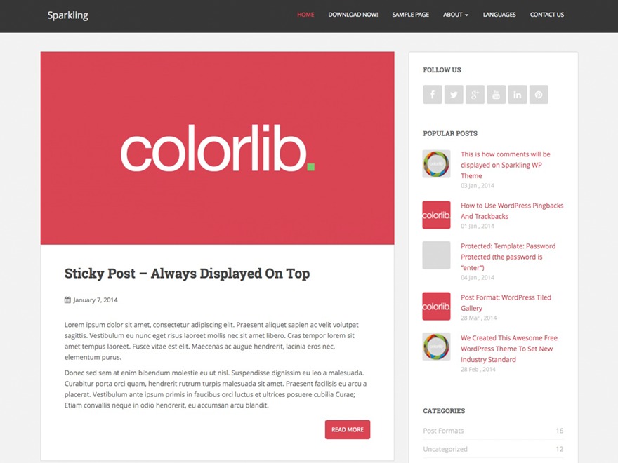 Sparkling WordPress theme