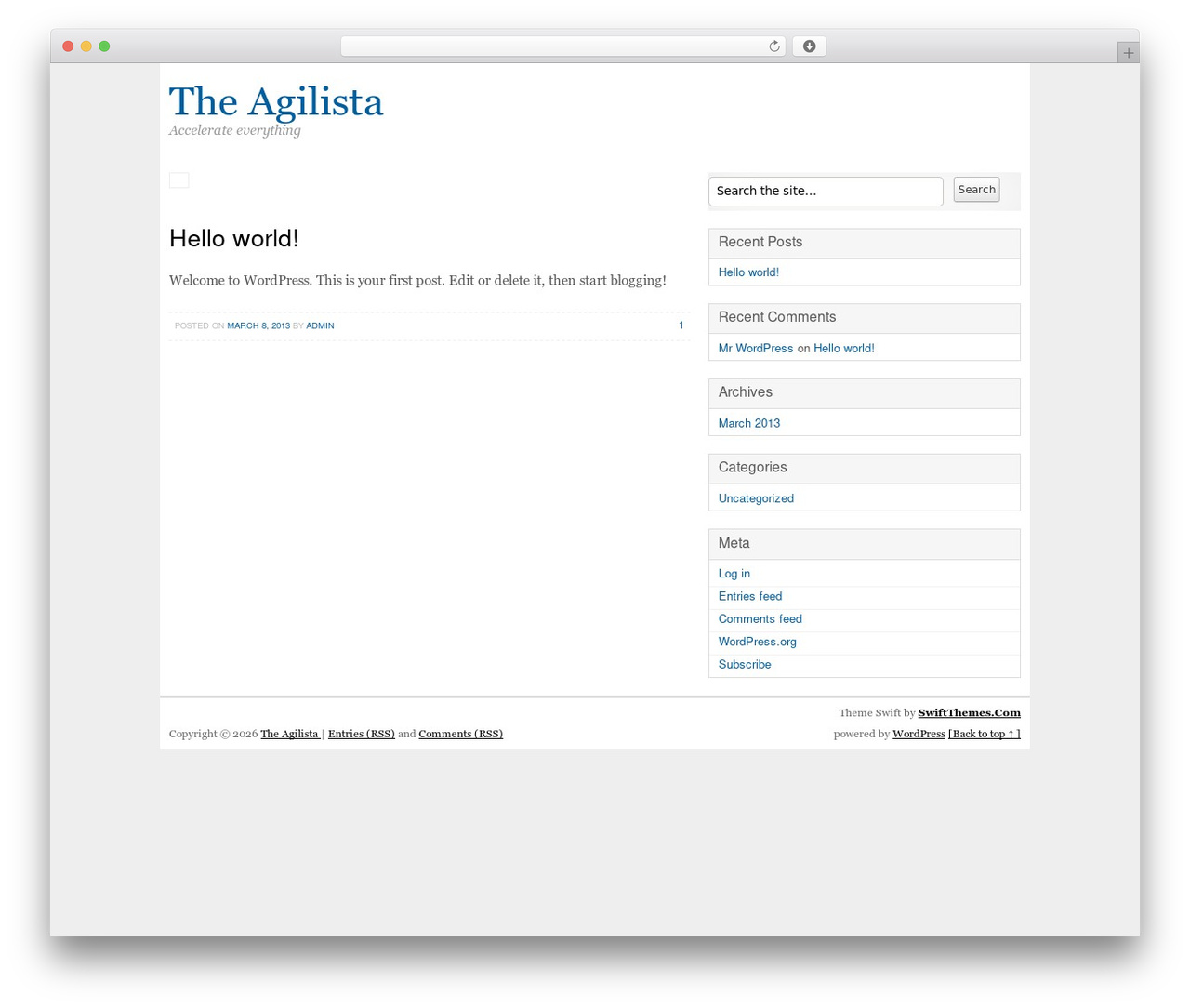 Swift Basic WordPress theme - theagilista.com