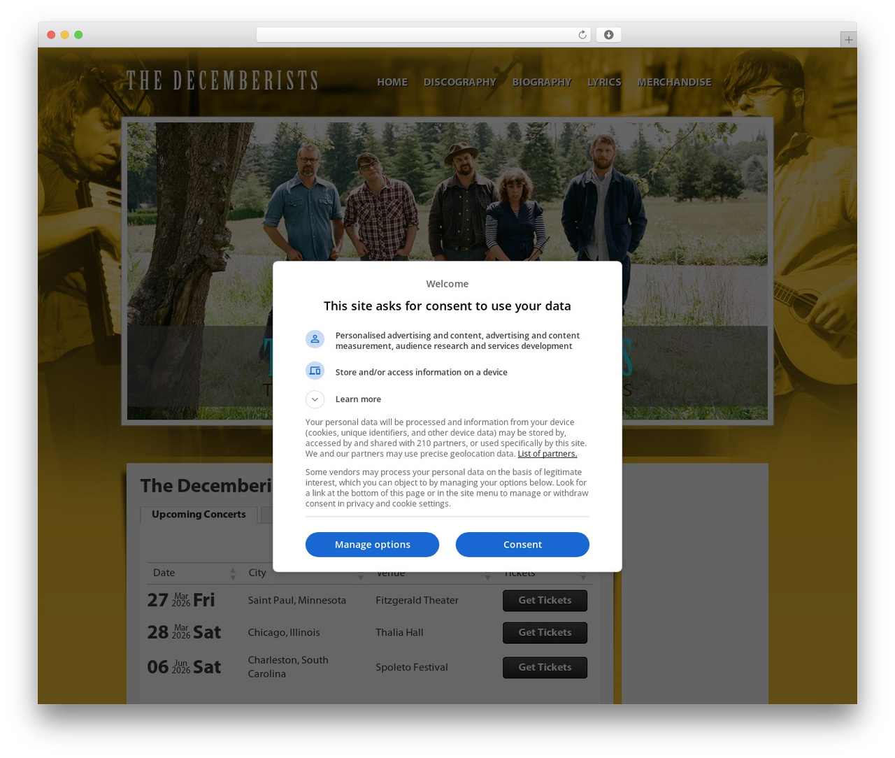 Theme WordPress Tour Theme - thedecemberiststourdates.com