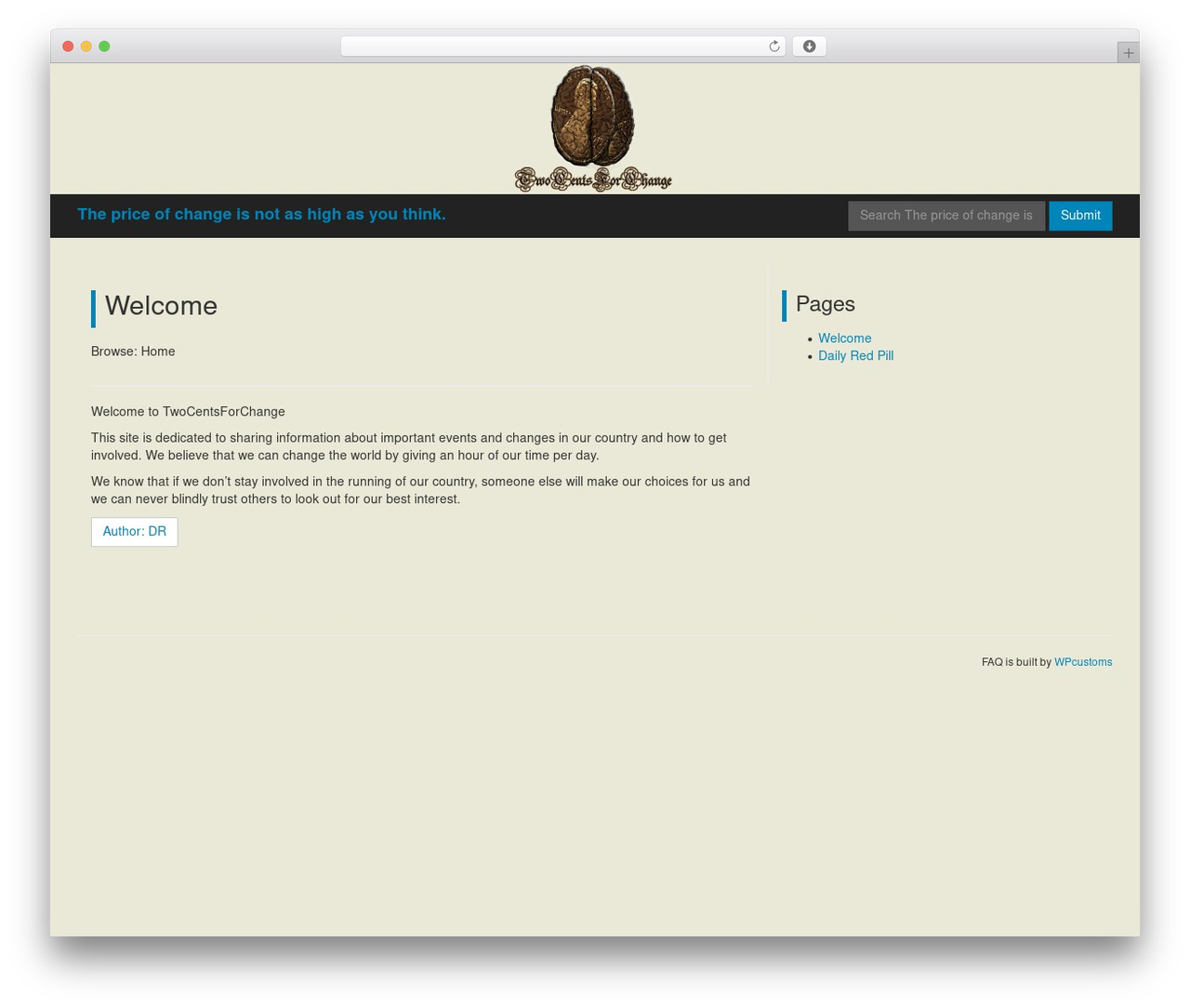 WordPress theme FAQ - twocentsforchange.org