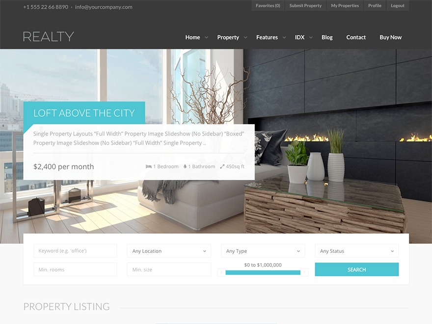 Realty real estate theme WordPress by ThemeTrail