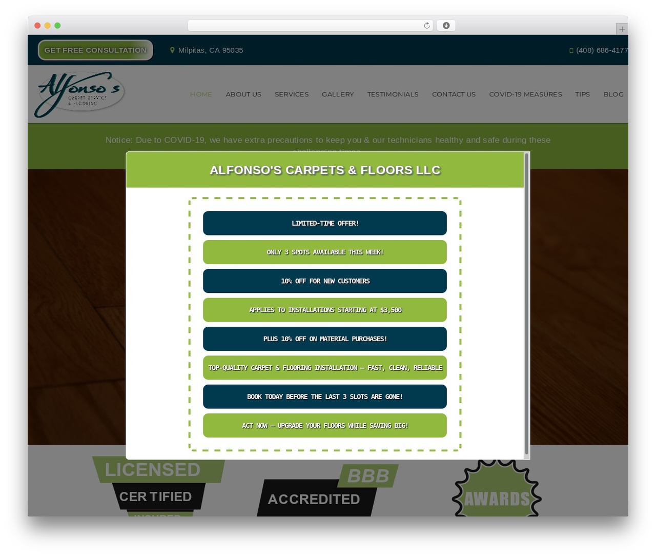 Divi WordPress theme - alfonsoscarpetsandfloors.com