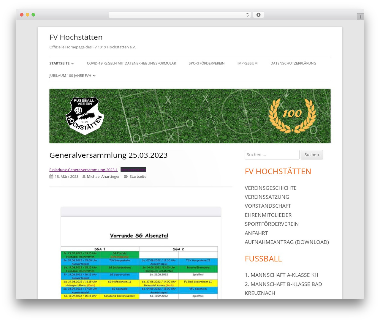 Tiny Framework best free WordPress theme - fv-hochstaetten.de