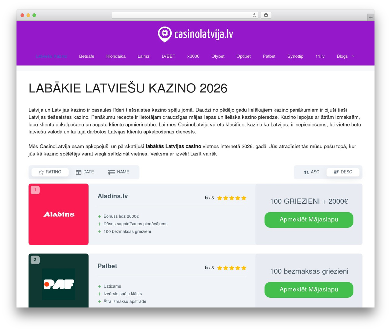 WordPress theme GeneratePress - casinolatvija.lv