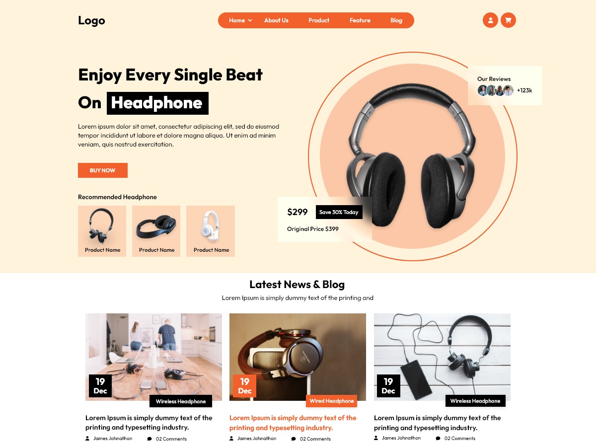 Ecommerce Landing Page WordPress template for business