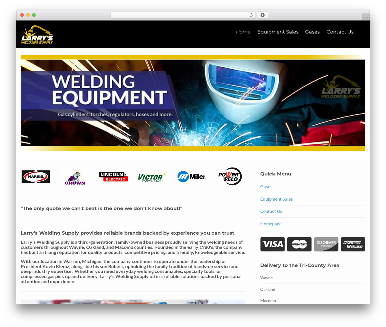 Flat Responsive Child WordPress store theme - larrysweldingsupply.com