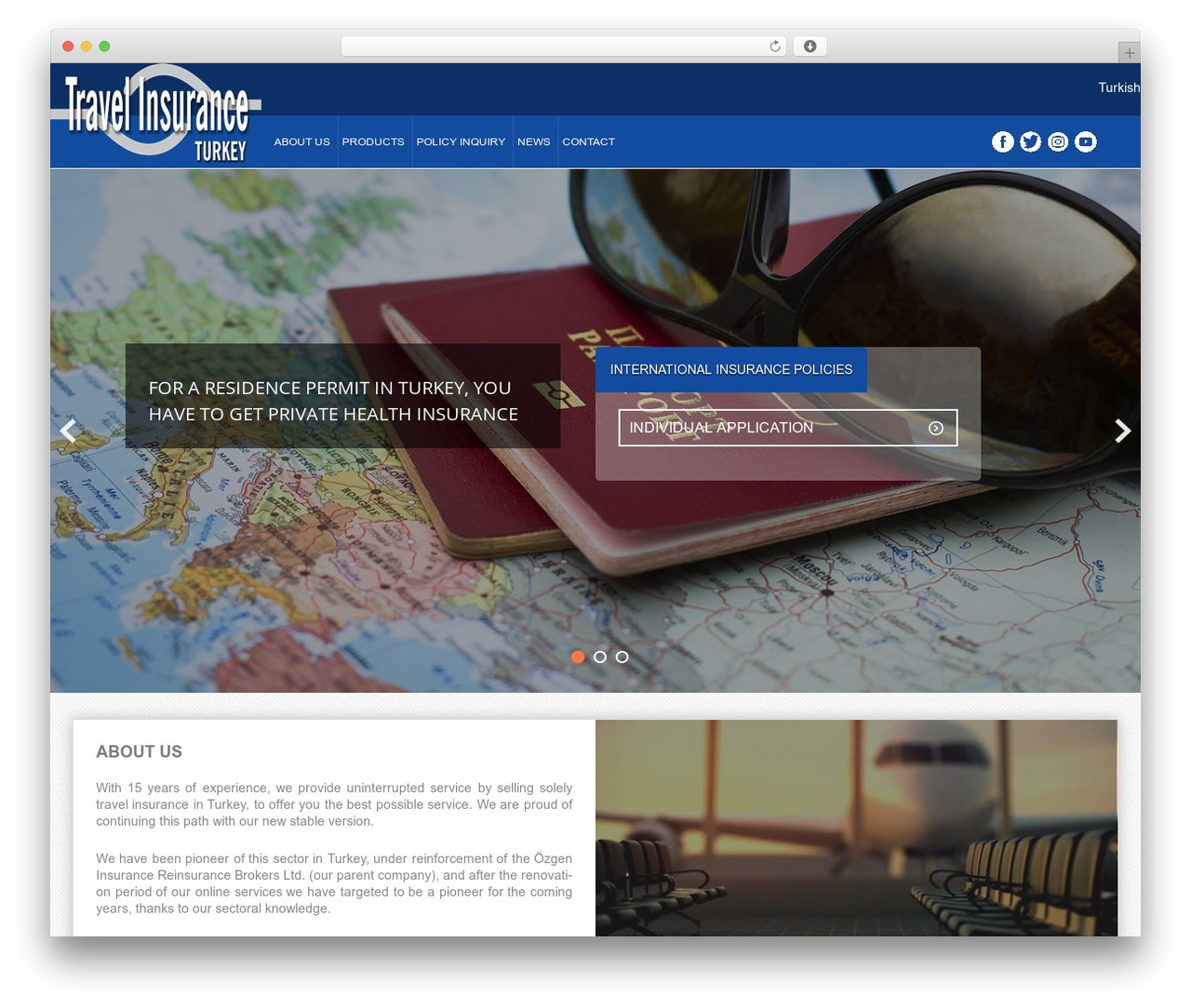 Interface WordPress theme design - travelinsuranceturkey.com