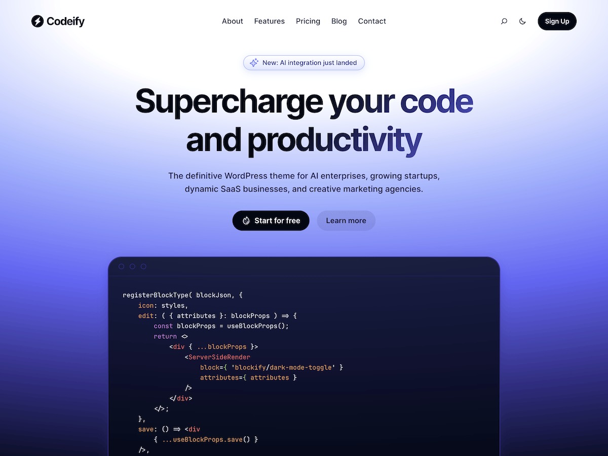 WordPress theme Codeify by Blockify