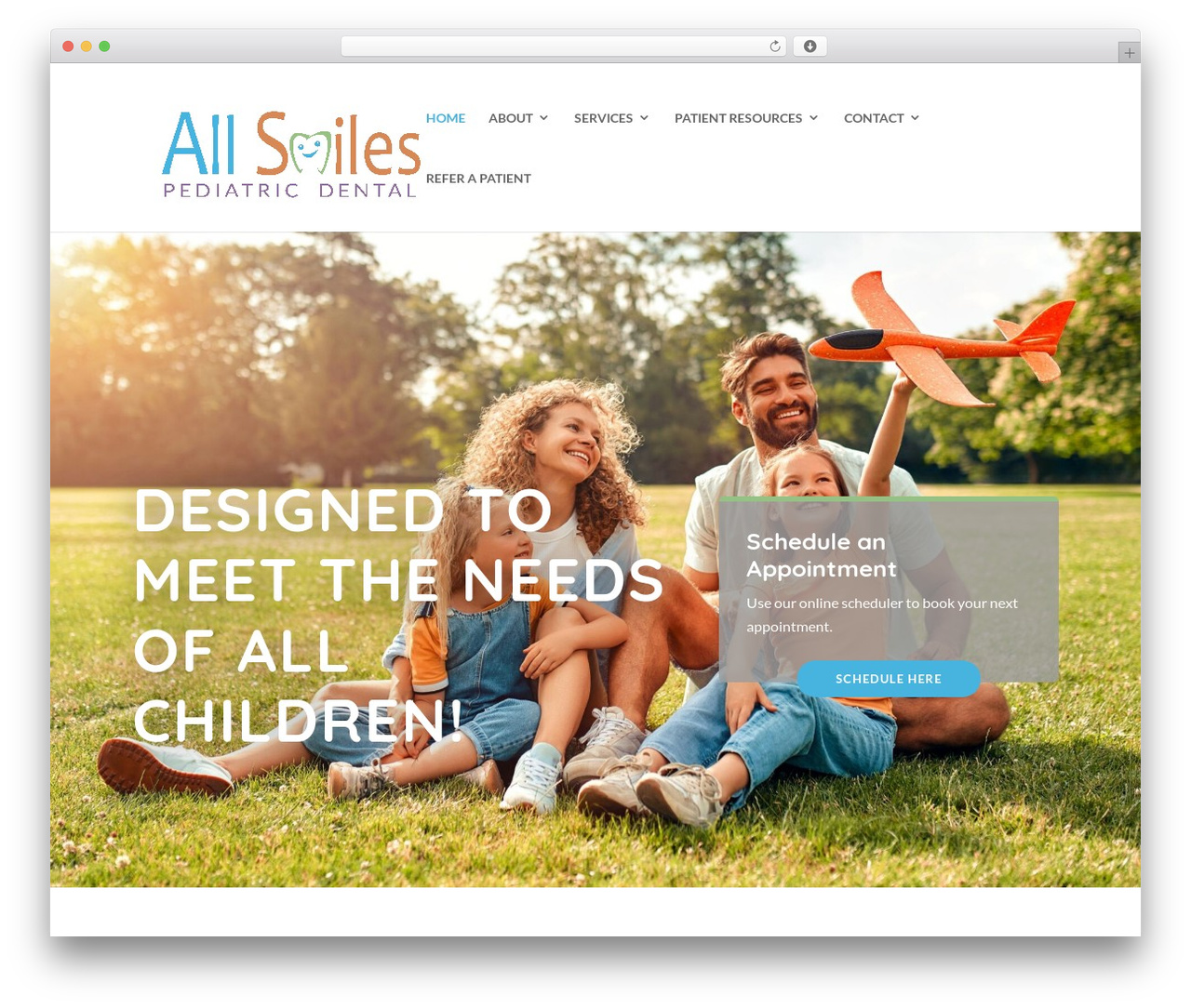 WordPress theme Divi - allsmilespediatricdental.com