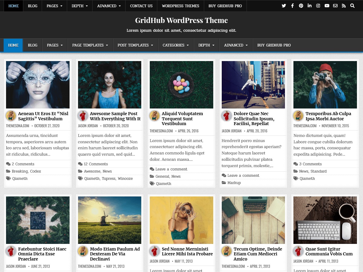 GridHub photography WordPress theme