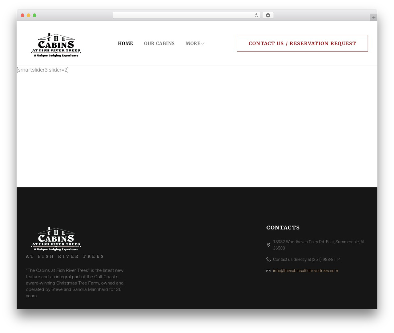 Monstroid2 WordPress theme - thecabinsatfishrivertrees.com
