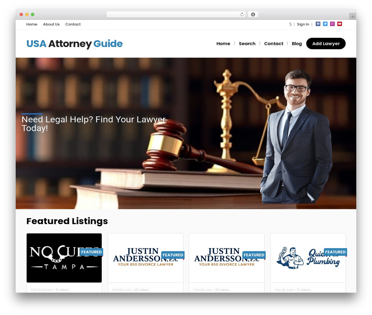 WordPress website theme Directory Theme - usaattorneyguide.com
