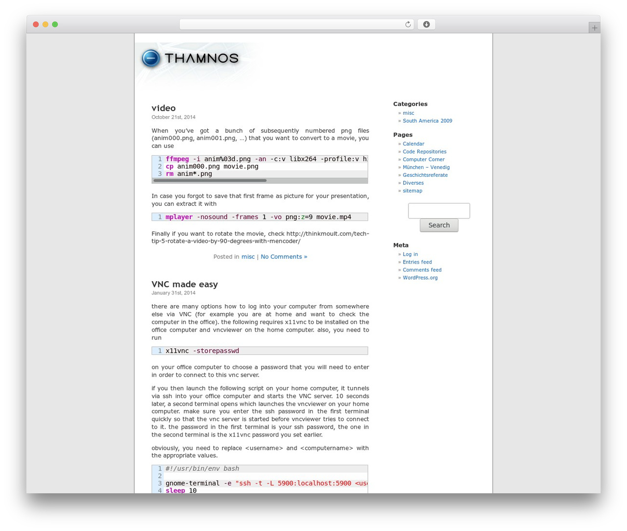 thamnos theme, based on WordPress Default WP theme - thamnos.de
