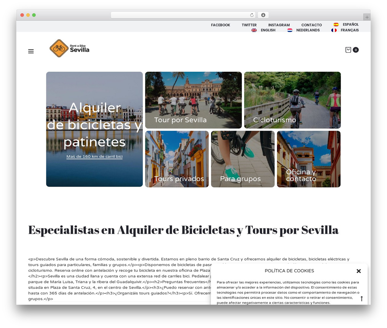 WordPress theme Sober - rentabikesevilla.com
