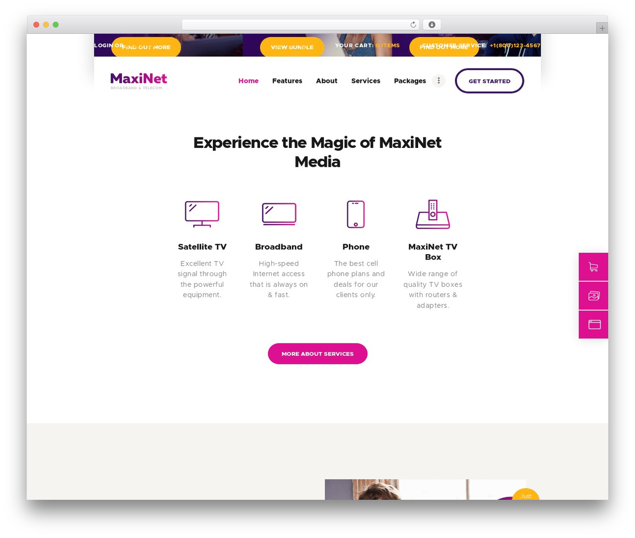 MaxiNet WordPress theme - maxinet.themerex.net