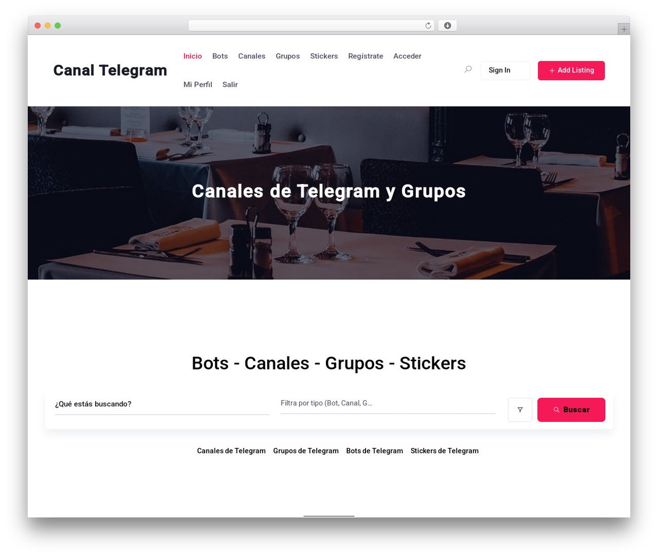 Theme WordPress OneListing - canaltelegram.com