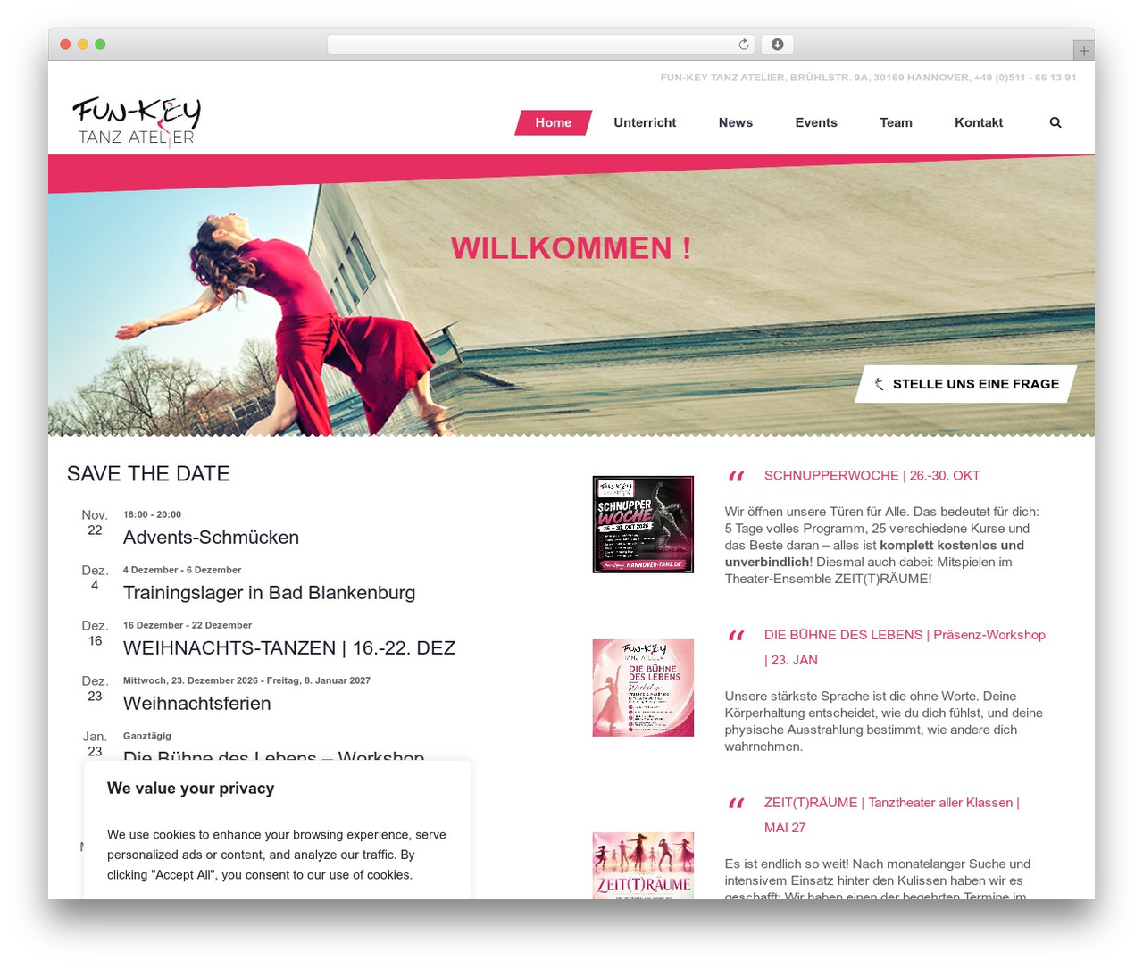 Dance Studio WordPress theme - hannover-tanz.de