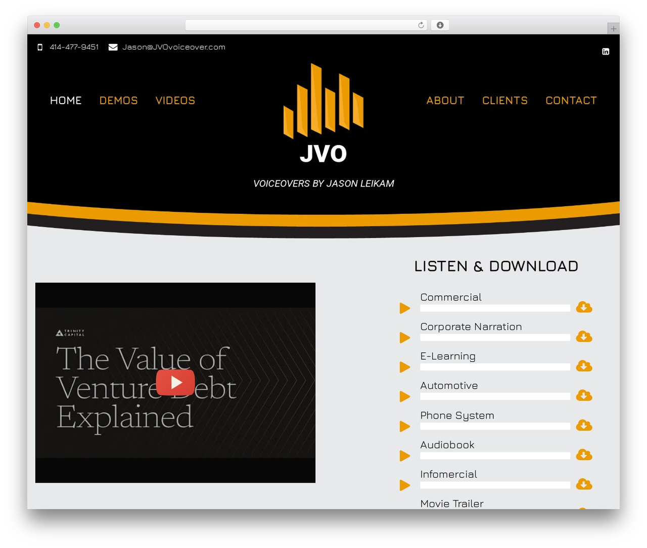 WordPress theme Genesis - jvovoiceover.com