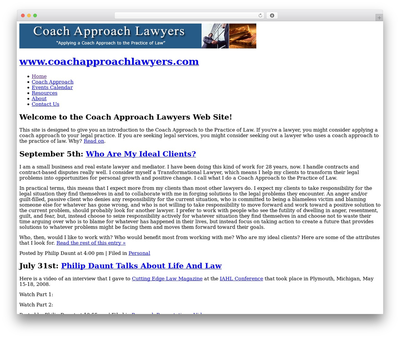 PJD WordPress theme - coachapproachlawyers.com