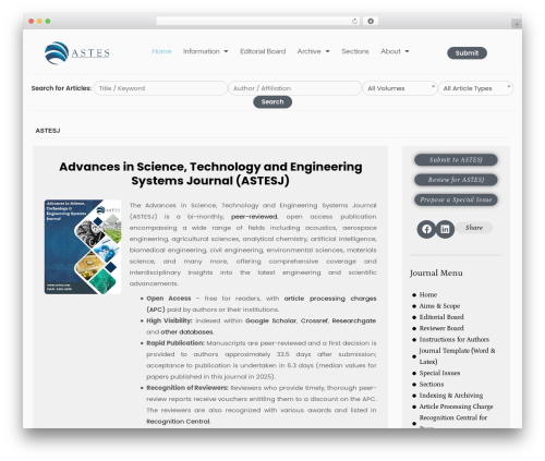 Salma WordPress theme design - astesj.com