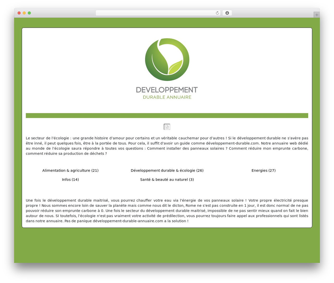 Theme WordPress generic-site - developpement-durable-annuaire.com