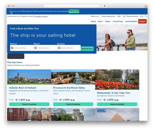 WordPress theme BBT template - boatbiketours.com