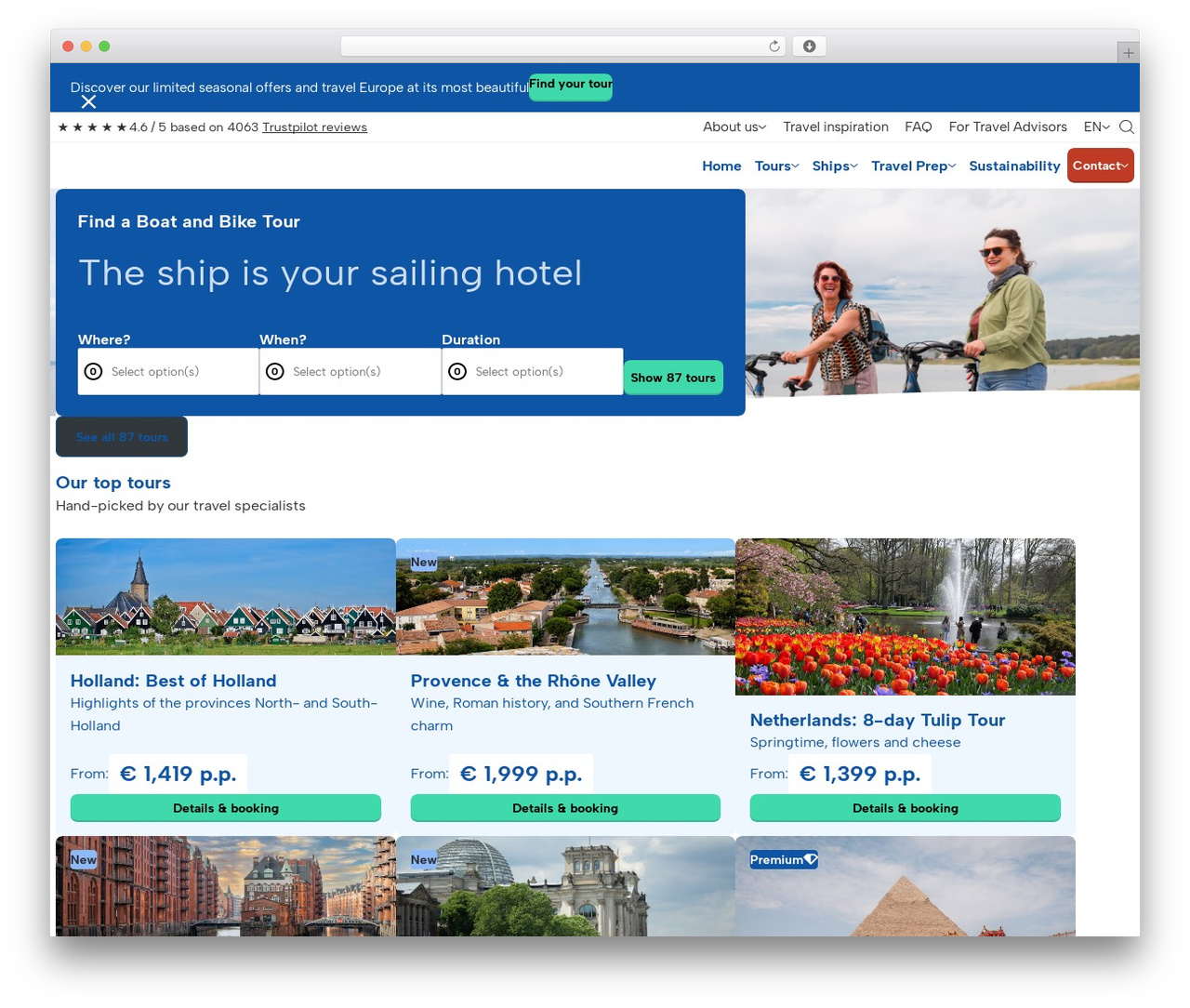 WordPress theme BBT template - boatbiketours.com